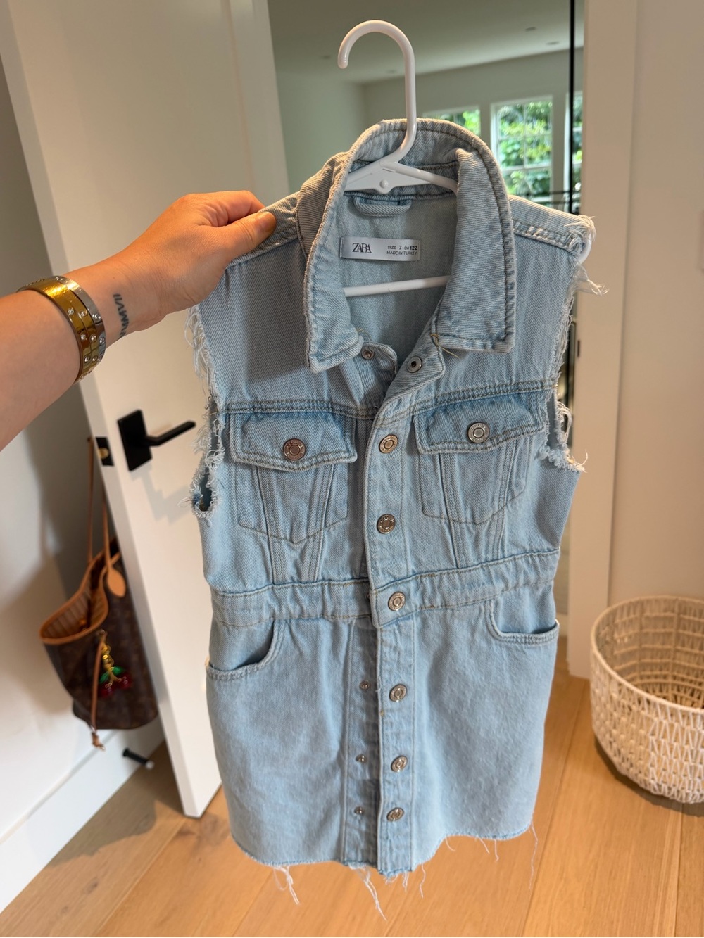 ZARA Light Blue Denim Button-Up Top